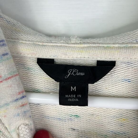 J. Crew Cream & Rainbow Heathering Hoodie with Tassels Size Medium - Picture 6 of 13
